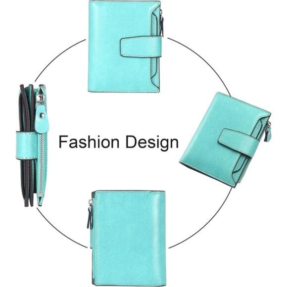 New Small Compact Women Wallet RFID Blocking Genuine Leather Bifold Purse - Picture 3 of 6